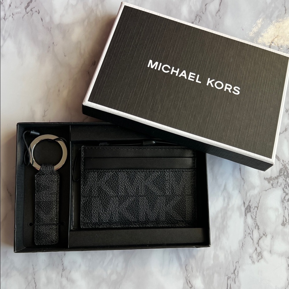 Michael Kors Men's Set Card Case Slim Wallet Key Ring - Picture 9 of 10